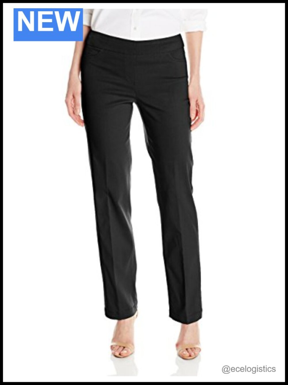 Women's Pull-On Relaxed Leg Pants with Tummy Control, Wrinkle Resistant Stretch